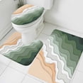 thumbnail image 3 of Sage Green Beach Bath Mat 3 Piece Bathroom Rug Set, Farmhouse Coastal Ombre Sea Waves Art Non Slip Bath Rug Contour Mat and Toilet Lid Cover, Absorbent Shower Mats Soft Bath Rugs and Mats Sets, 3 of 8