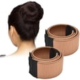 thumbnail image 2 of Paquete de 2 herramientas para peinar el cabello de las mujeres y las niñas Donut Hair Bun Maker French Twist Hair Bun Styling Braid Holder Tool (perfecto para cabello largo y grueso) Marrón amarillento Sailing Electrónica, 2 of 5
