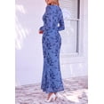 thumbnail image 3 of PRETTYGARDEN Women's Long Sleeve Floral Maxi Bodycon Dress Cocktail Dresses for Wedding Guest, Square Neck, Stretchy Mesh, Elegant Classy, Formal Holiday Party, 3 of 7