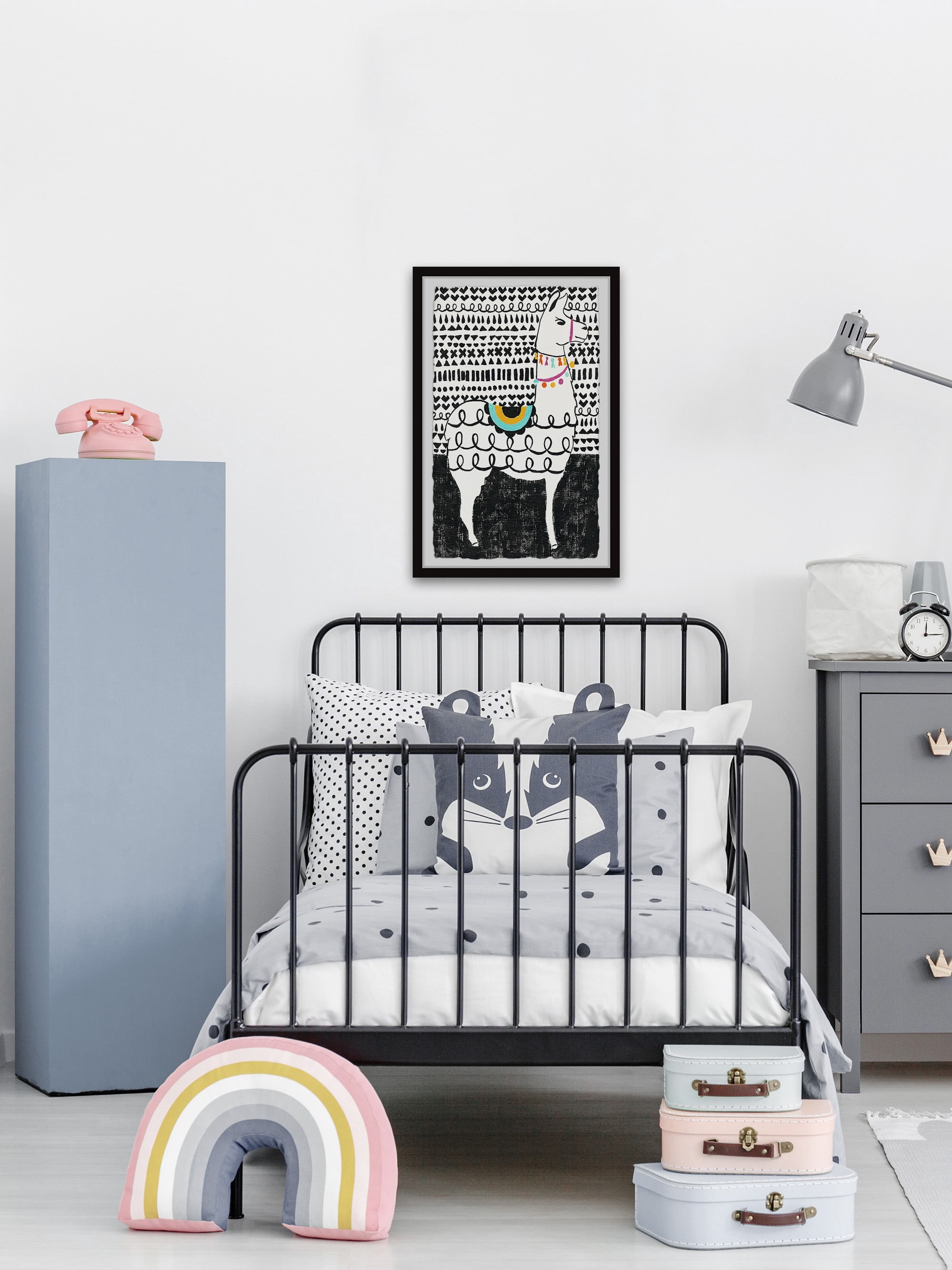 Marmont Hill Llama Loops Framed Wall Art, 8.00" x 1.50"