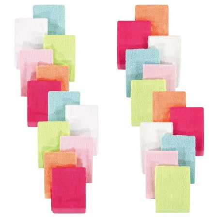 Hudson Baby Infant Girl 24Pc Rayon from Bamboo Woven Washcloths Tropical One Size