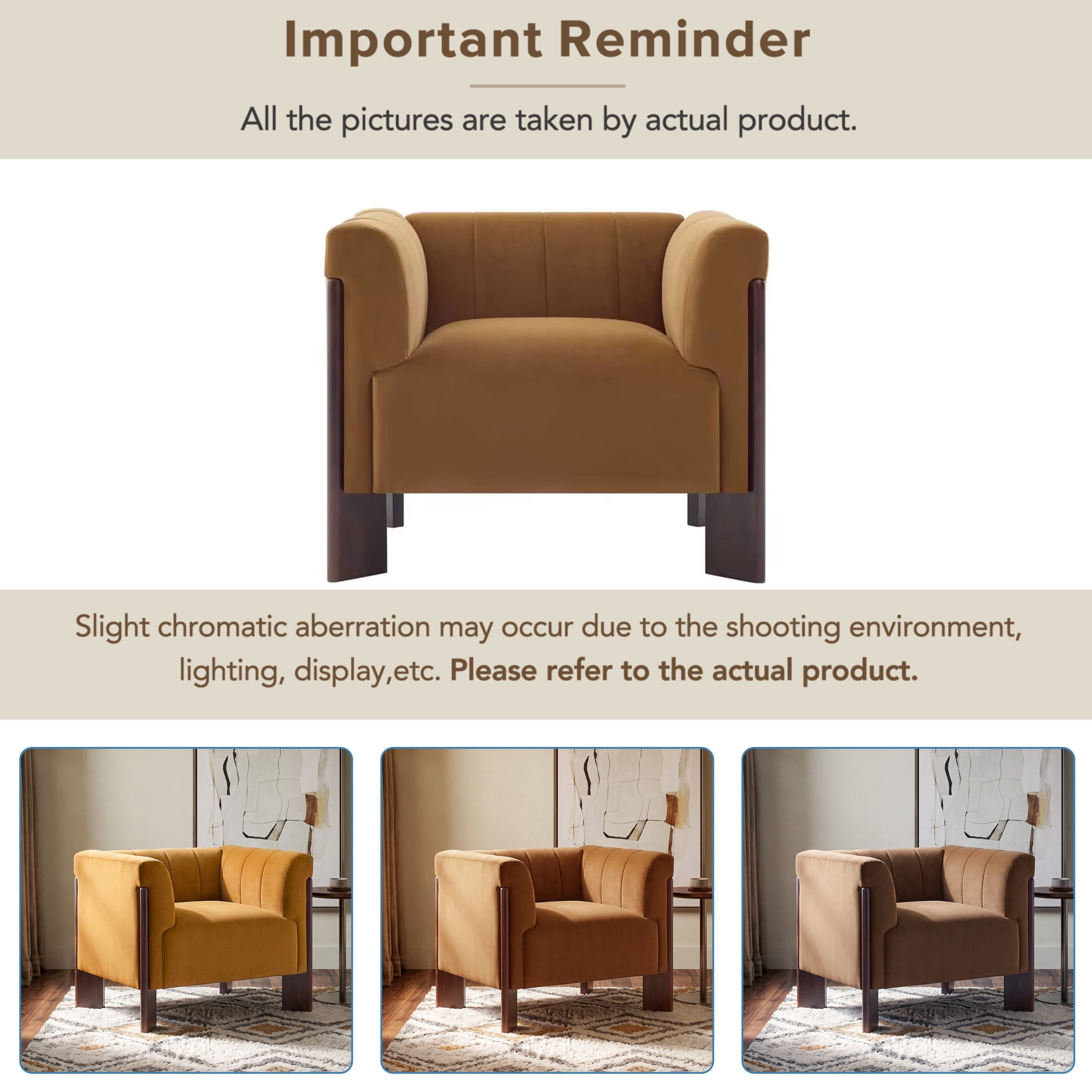 Christopher Knight Home Modern Velvet Accent Chair with Channel Tufted Back and Wooden Legs, Yellow Brown