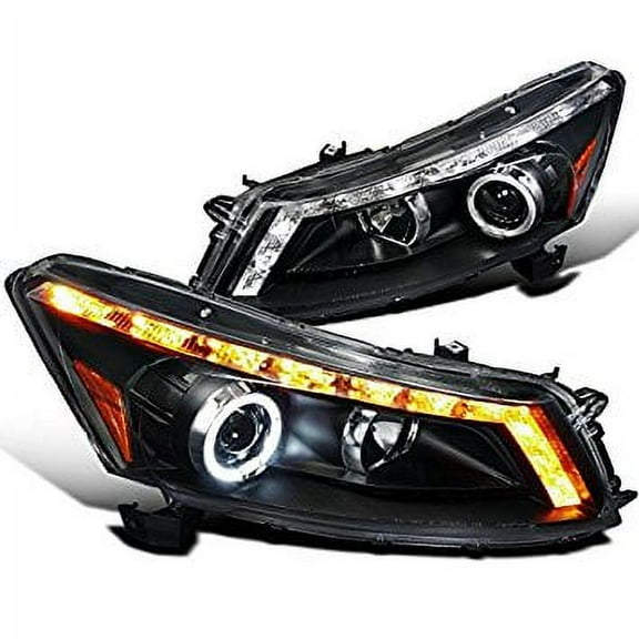 Spec-D Tuning 2LHP-ACD084JM-TM Honda Accord 4Door Diamond Black Halo LED DRL Turn Signal Projector Headlights