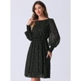 thumbnail image 2 of DARING DIVA Puff Long Sleeve Elastic Waist Mesh Dress XS Black, 2 of 6
