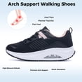 thumbnail image 4 of Womens Arch Support Walking Shoes Orthotic Fashion Sneakers Tennis Shoes for Plantar Fasciitis Pain Relief BlackRose Size 7.5, 4 of 6
