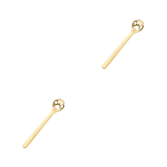 VONKY Cute Spoon For Tea Essential Teaware - Exquisite And Practical Stainless Steel Spoon Stainless Steel Sugar Spoon For Tea Cat's Claw gold 1 2Set