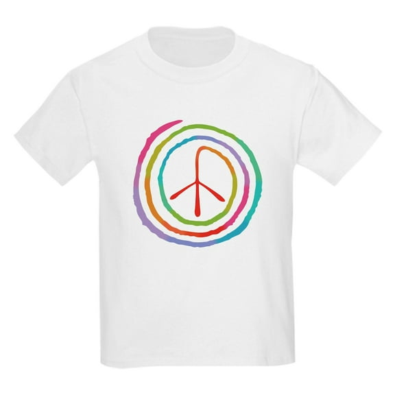 CafePress - Neon Spiral Peace Sign II Kids Light T Shirt - Light T-Shirt Kids XS-XL