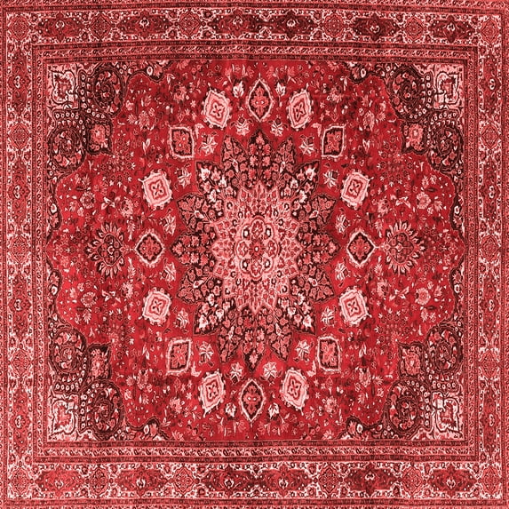 Ahgly Company Indoor Square Medallion Red Traditional Area Rugs, 5' Square