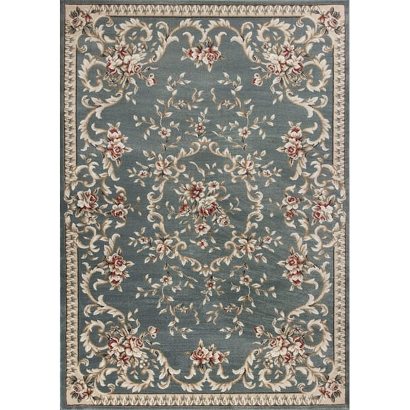 3'x5' Slate Blue Floral Indoor Area Rug