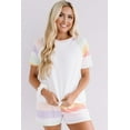 thumbnail image 6 of Women's White Rainbow Striped T-Shirt and Drawstring Shorts Set - [ZhiHiMeRi] | (US 12-14)L, 6 of 12