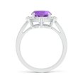 thumbnail image 2 of ANGARA Natural Inspired Cushion 2.7 ct Amethyst Ring with Diamond Halo in 14K White Gold for Women (Size-10x8mm) | February Birthstone, Anniversary, Jewelry Gift for Women | Natural Amethyst Ring, 2 of 9