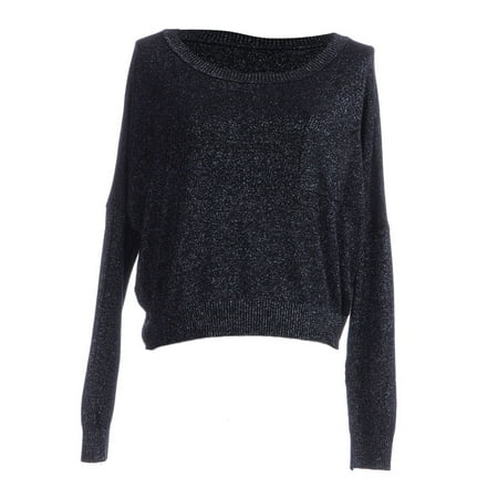 S/M Fit Black with Silver Sparkle Flocked Detail Dolman Sleeves Sweate
