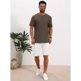 thumbnail image 2 of DARING DIVA Men's Knitted T-Shirts Short Sleeve Crew Neck Jacquard T-Shirt S Brown, 2 of 7