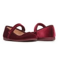 thumbnail image 2 of Childrenchic Mary Jane Flats with Hook and Loop Straps – Girls' Shoes for School, Weddings and Casual Wear (Velvet - Burgundy, 34 M EU/3 M US Little Kid), 2 of 6