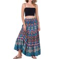 thumbnail image 2 of INSPIRE CHIC Women's Boho Floral Smocked High Waist A-Line Maxi Skirts XS Blue, 2 of 6