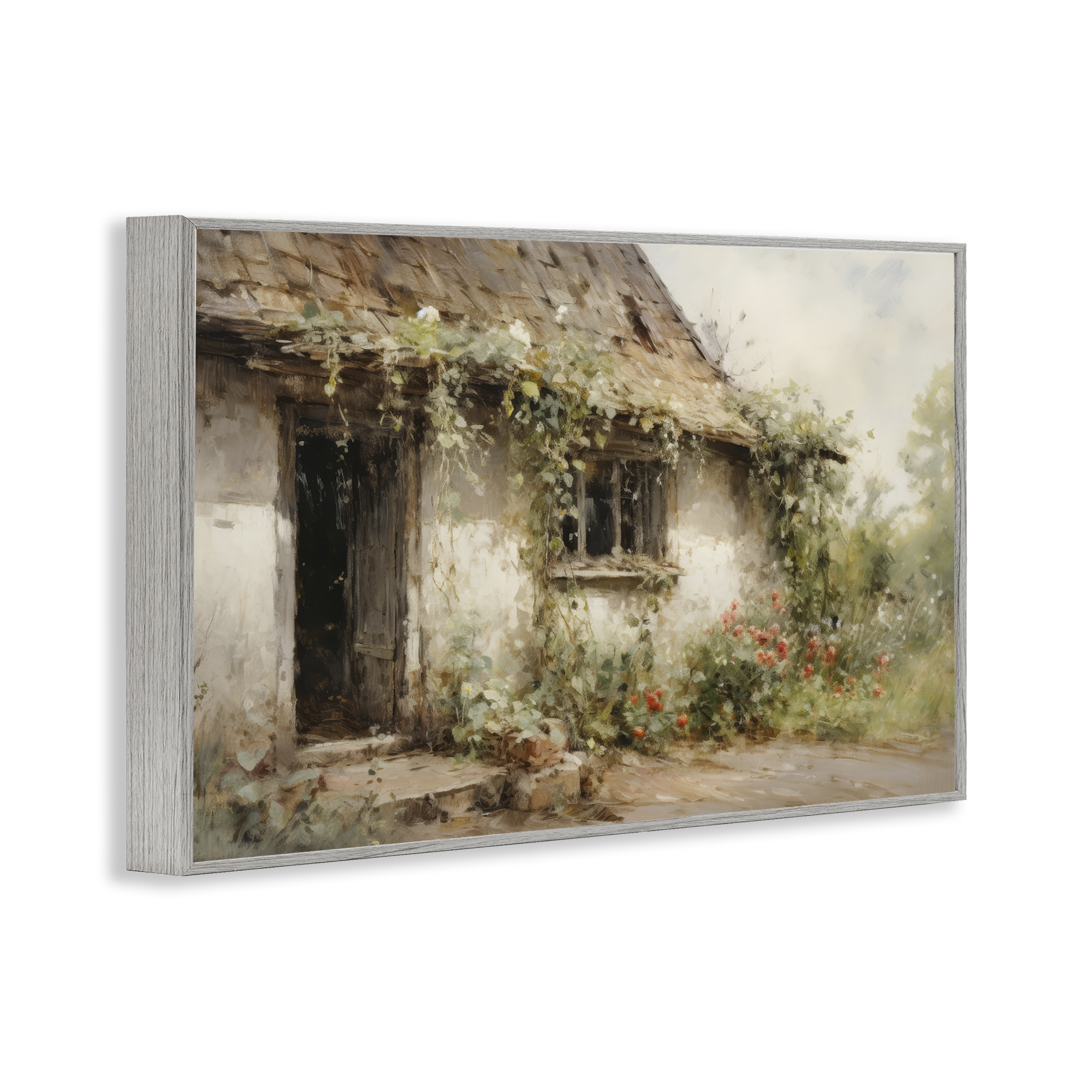 Stupell Industries Reclaimed By Nature Town & City Painting Gray Framed Art Print Wall Art, 24 x 16