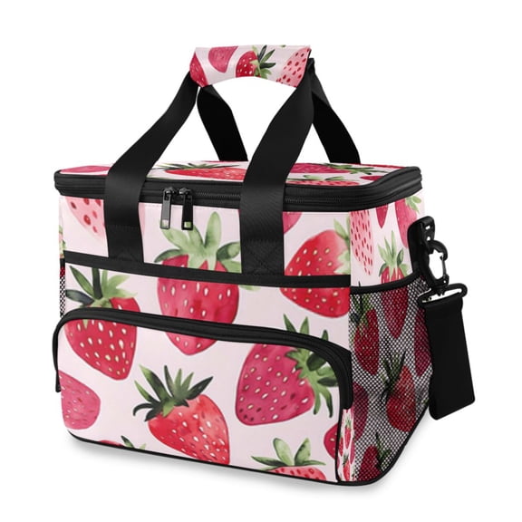 Cooler bag Watercolor Pink Strawberry 15L Insulated Lunch Bag Large Cooler Suitable for camping and picnics