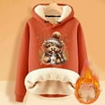 thumbnail image 5 of Women Christmas Outfit Festive Ladies' Cow Print Hooded Jacket Cozy Winter Pullover Outerwear Top Orange 3XL, 5 of 5