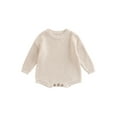 thumbnail image 1 of Douhoow Infant Girls Boys Knitted Jumpsuit Baby Ribbed Long Sleeve Solid Crotch Button Bodysuit, 1 of 8