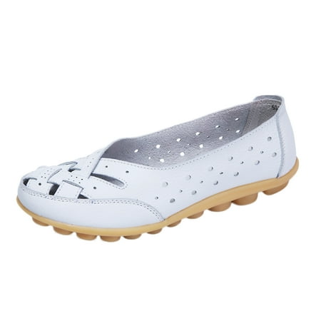 OJSFQUFP Womens Shoes Slip On Women Comfort Walking Flat Loafers Casual Shoes Driving Loafers Walking Shoes for Women Womans Sneakers White 38