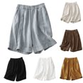 thumbnail image 2 of QATAINLAV Summer Shorts for Women 2024 Comfy Linen Workout Shorts Casual Elastic Waist Wide Leg Short Beach Pants Solid Color Bermuda Shorts with Pockets Camisas Para Hombres Coffee XL, 2 of 6