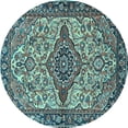 thumbnail image 1 of Ahgly Company Indoor Round Medallion Light Blue Traditional Area Rugs, 6' Round, 1 of 4