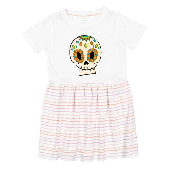 Inktastic Smiling Sugar Skull for Day of the Dead Girls Toddler Dress