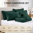 thumbnail image 3 of Dhole 7-Piece Bed in Bag - King Size Striped Comforter Sets, Pillowcases & Sheet Collection for Cozy Bedding Sets - Green, 3 of 10