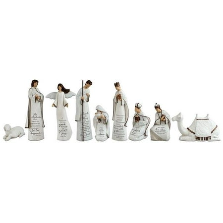 Queens of Christmas QC-NAT-12-A2S 12 in. Angel & 2 Shepherds Nativity Set -  3 Piece 