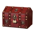 thumbnail image 3 of simhoa Pirate Treasure Chest Wood with Password Lock Lockable for Women Jewelry Box Red, 3 of 8