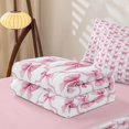 thumbnail image 5 of Homewish Pink Bow Zipper Full Size Comforter Sets with Fitted Sheet and 2 Pillowcases,Princess Style Zipper Bedding Set,Pink Reversible,4-Piece, 5 of 7