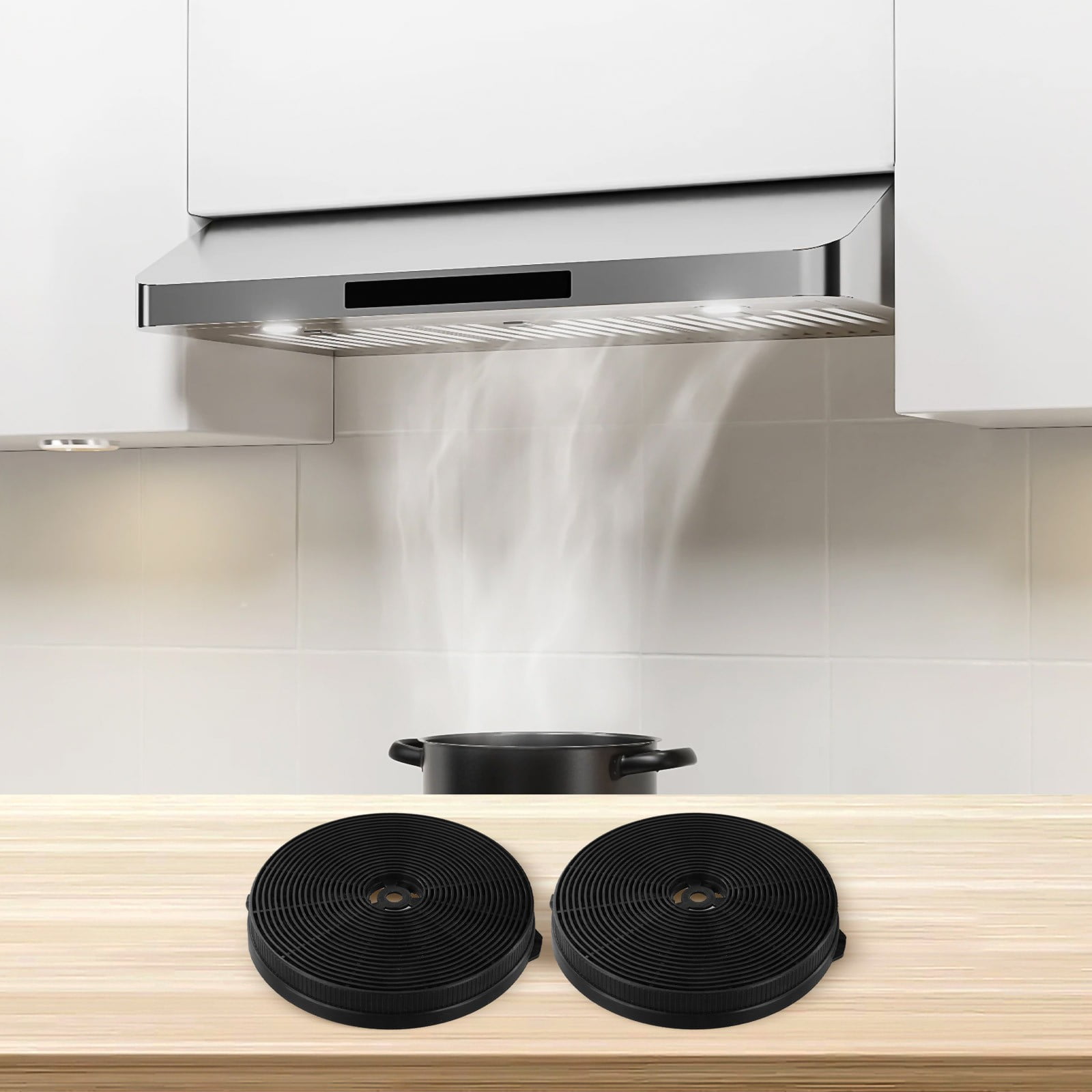 SPRING 175Mm*24Mm Activated Carbon Filter Kitchen Range Hood Accessories Filters 2Pcs Kitchen Appliances Range Hood Parts