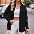 thumbnail image 6 of Kaemgyyd Womens Fall Winter Outfits Fashion Clothes Shackets Casual Solid Button down Long Sleeve Shirts Jackets, 6 of 7