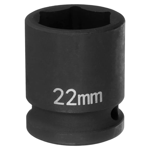 Uxcell 6 Point Impact Socket 22mm Metric Socket 1/2" Square Drive 1.5" (38mm) Long Phosphated Cr-Mo Steel Spindle Axle Hex Nut Sockets, Black