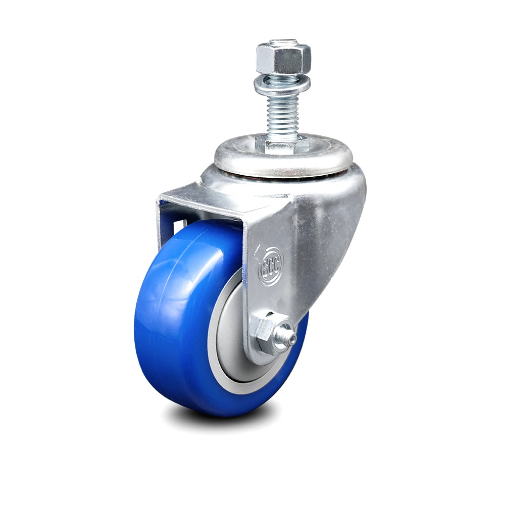 Poly Swvl Threaded Stem Caster w/3.5" Blue Wheel and 1/2" Stem-250 lbs/Caster 