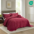 thumbnail image 5 of HZ & HY Oversized King Bedspread 128x120 Extra Wide, Ultrasonic Coverlet Bedding Set, Lightweight Thin Comforter, Reversible, 5 Piece, 100% Microfiber, Wine Red, 5 of 7