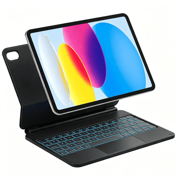 GJX Magnetic Keyboard Case for Ipad 10Th Generation 10.9”/11Th Generation 2025 A16 11”, Floating Cantilever Stand, 7-Color Backlight, with Trackpad, Magic-Style Keyboard, Black
