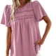 thumbnail image 1 of Camiseta de mujer de moda de manga corta de color sólido con retazos de cuello redondo OAVQHLG3B Store lin121212, 1 of 4