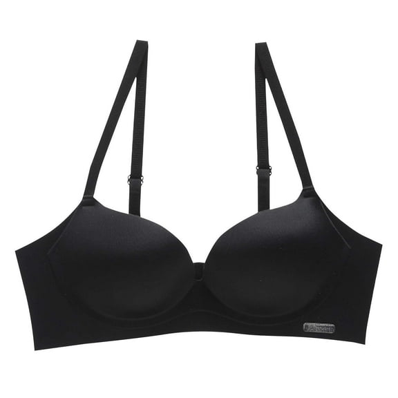 New summer arrivals SMihono T-Shirt Bras for Women Wireless Push Up Bras 2025 Seamless No Underwire Adjustable Comfy Gathering Bras with Support Black L