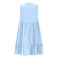thumbnail image 5 of Sun Dresses Women Sleeveless V Neck Knee Length Boho Beach Dresses Ruffle Tiered Layered Cotton Linen Wedding Guest Short Dresses Light Blue XXL, 5 of 5