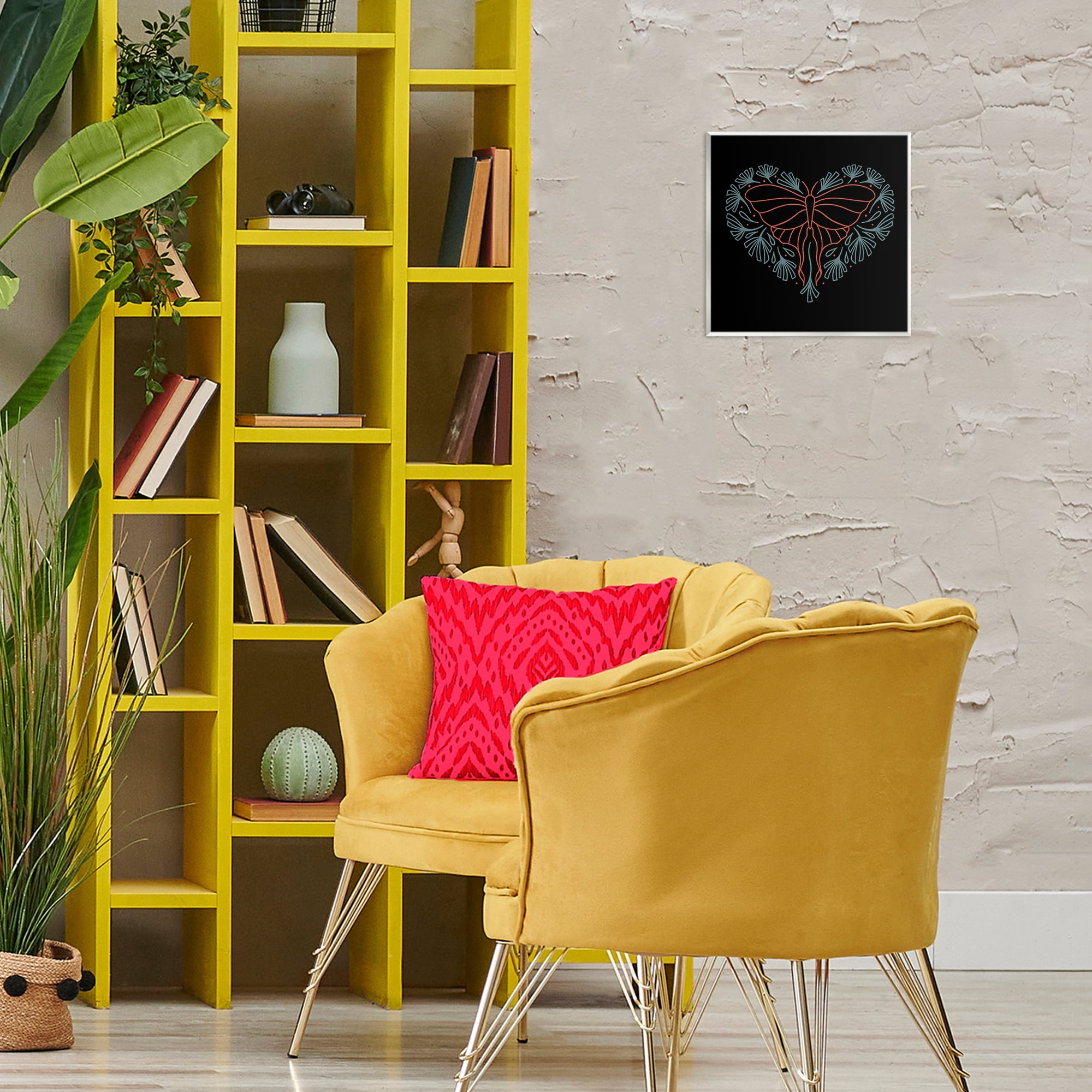 Stupell Industries Heart Shaped Celestial Moth Animals Painting Unframed Art Print Wall Art, 12 x 12