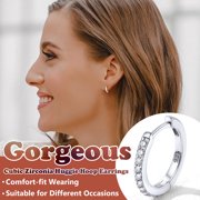 Silvora Sterling Silver Hoop Earrings for Women Cubic Zirconia Huggie Earring Jewelry Birthday Christmas Anniversary Mother's Day Gift, 6mm/8mm/10mm/12mm