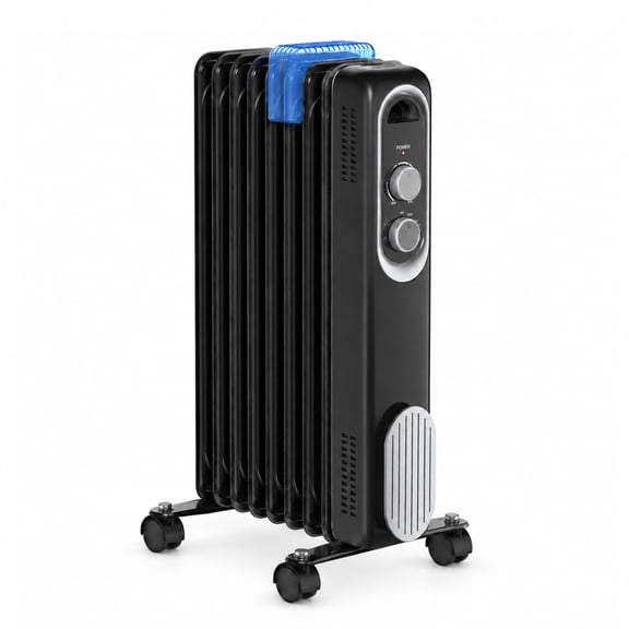 Alvantor 22-Inch 1500W Oil Filled Radiator Heater, 3 Heat Settings, Adjustable Thermostat, Portable Indoor Heater, Black