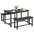 thumbnail image 1 of 3-Piece Dining Table Set for 4 – Industrial Rectangular Table with 2 Upholstered Benches, Sturdy Metal Frame, Space-Saving for Apartments, Condos, Studios – Multiple Color Options Available, 1 of 8