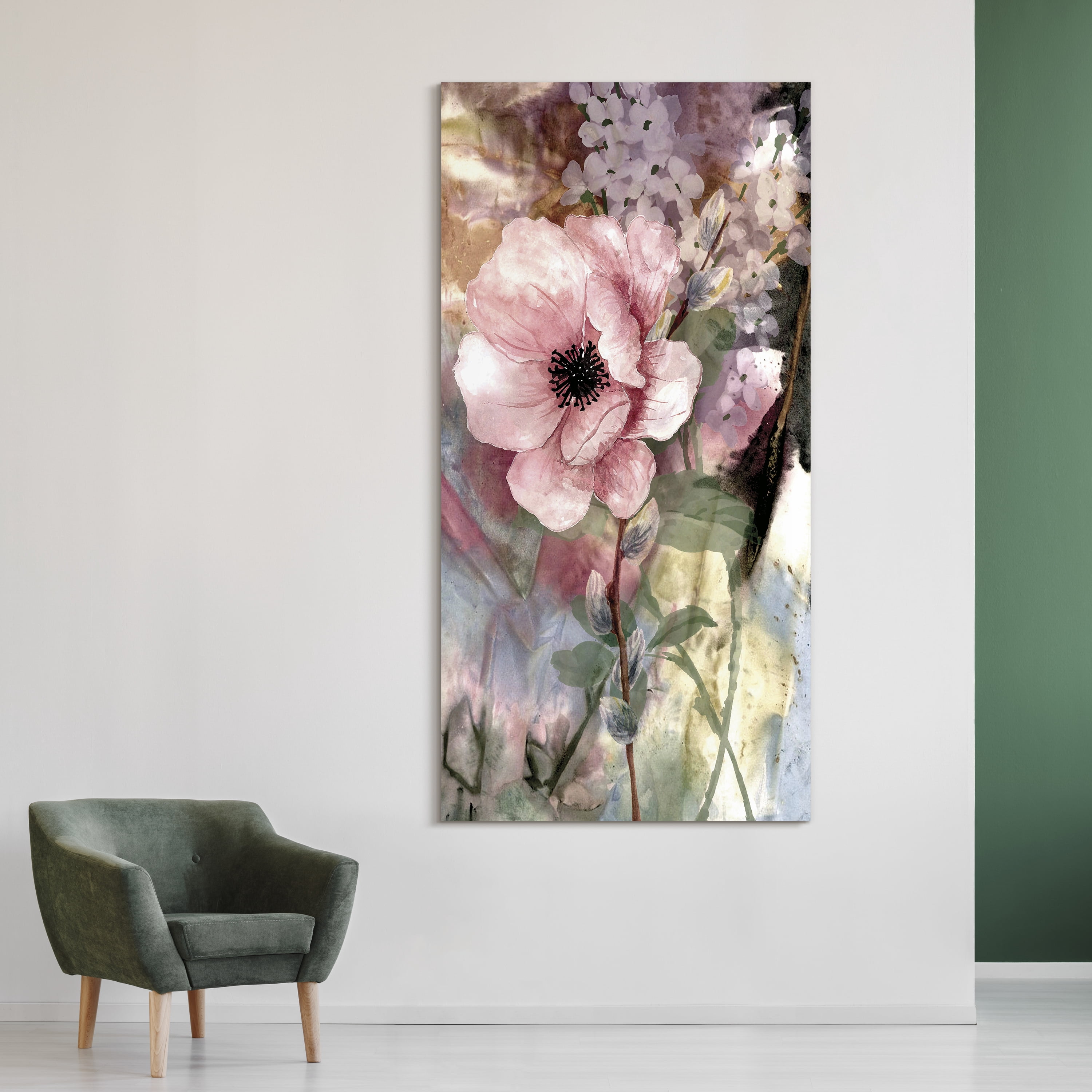 "Pastel Fleur II" Frameless Free Floating Reverse Printed Tempered Glass Wall Art