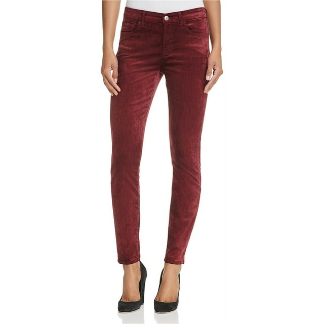 7 For All ManKind Jeans Skinny Fit en Velours pour Femmes, Rouge, 32 Régulier