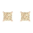 thumbnail image 3 of Clara Pucci 1.5Ct Natural Morganite Princess Cut VVS1 Push Back Stud 18k Solid hypoallergenic Gold Designer Earrings For February, 3 of 7