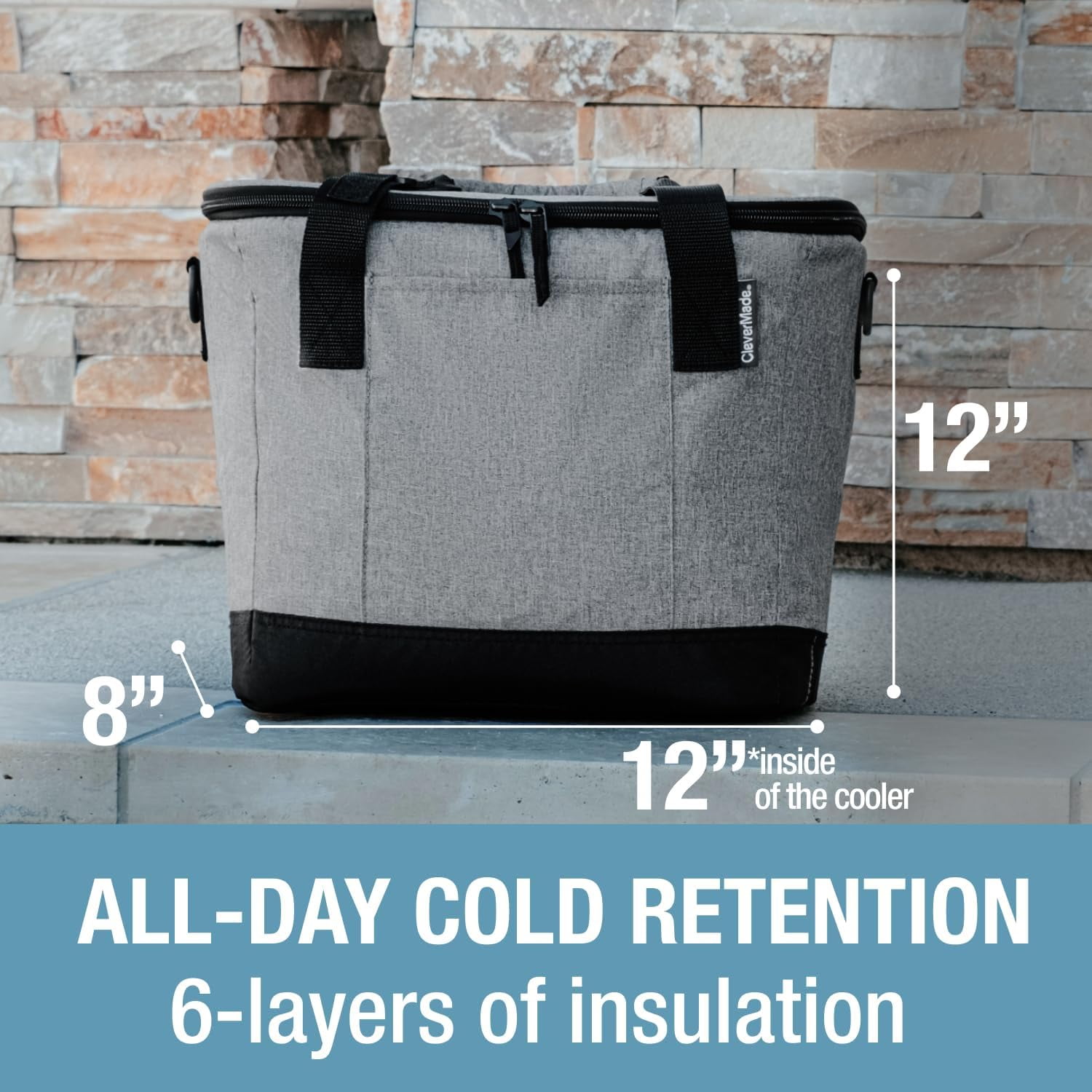CleverMade Collapsible Tahoe Cooler - 30 Can - Heather Cool Gray/Midnight Black