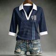 thumbnail image 5 of Bexdxz Polo Shirts for Women Three-Quarter Sleeve Vintage Printed Memorial Never Forget 9/11 25th Polo Shirt V Neck Tops Navy L, 5 of 5