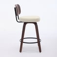 thumbnail image 4 of Set of 2 Swivel Bar Stools, 26" Upholstered Faux Leather Counter Height Barstools with Walnut Back & Bentwood Legs, Mid Century Modern Bar Chairs Island Stools for Kitchen Counter (Beige), 4 of 12